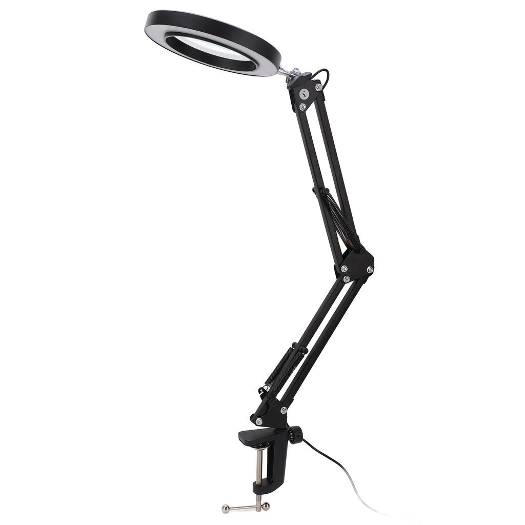 5X Magnifying Glass with LED Light Flexible Arm 10 Level Brightness 3 Colors Workbench Light with