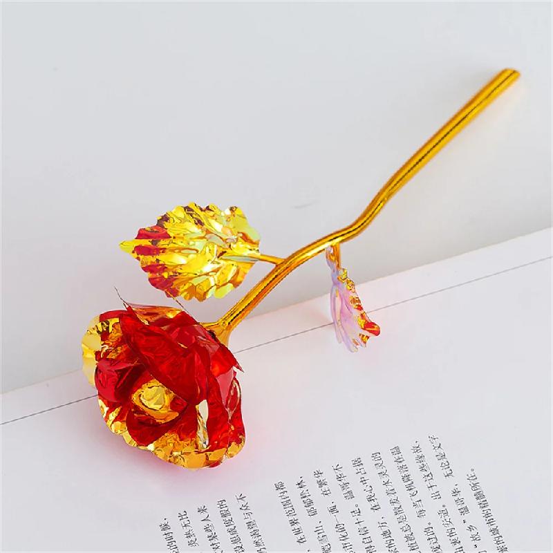 18cm 24k Golden Rose Flower Valentine Day Gift Artificial Roses Foil Rose Flowers Party Wedding Decoration Holiday Present
