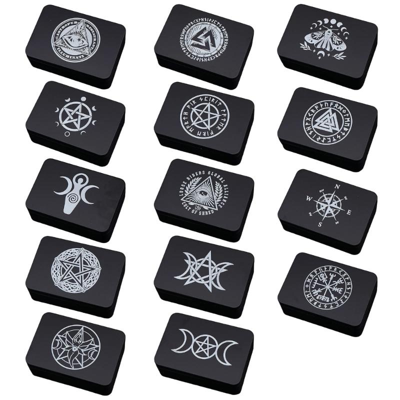 Game Card Box Astrology Trinkets Box Metal Card Storage Case Container for Fortune Telling, Witches