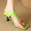 Fashion Elegant Flip Flops Summer Shoes Woman Black Green Slippers Sexy Thin High Heels Sandals Slides Shoes Lady Plus Size 45