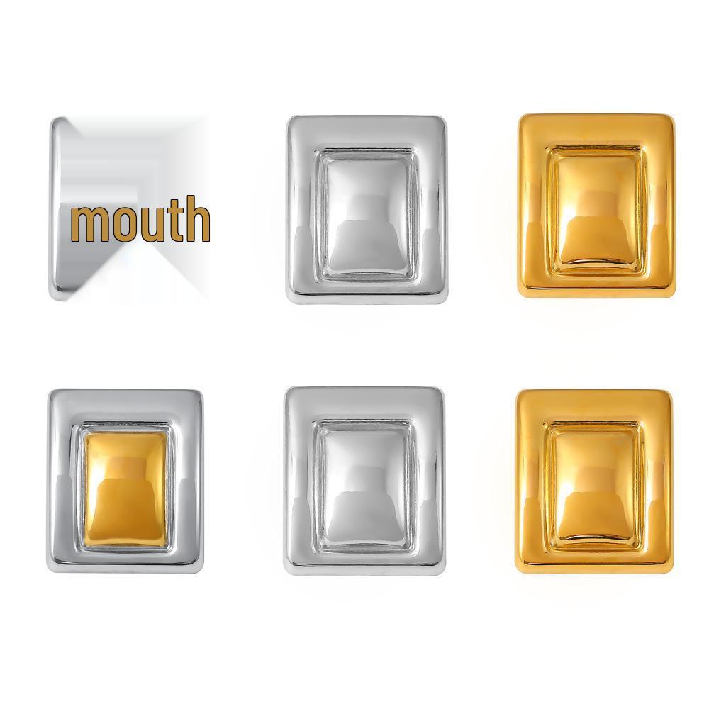 Trendy Gold PVD Plated Color Block Stainless Steel Earrings for Women