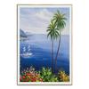 Casa Scandinava sul Mare Tela Pittura Poster Pittura Nordica Casa Colorata Paesaggio Immagine Stampa Decorazione Murale Soggiorno