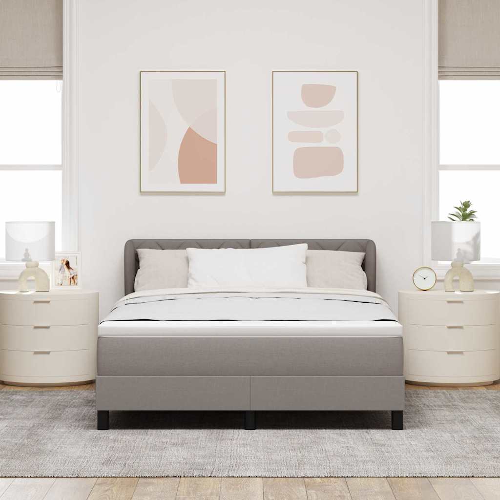 Box Spring Bed with Headboard Taupe 140 X 200 Cm Fabric