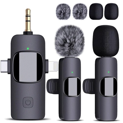 Wireless Pin Microphone for Smartphones, Compatible with iPhone, iPad, and PC, 360 Sound Collection and Recording, Instant Connection, Noise Reductio