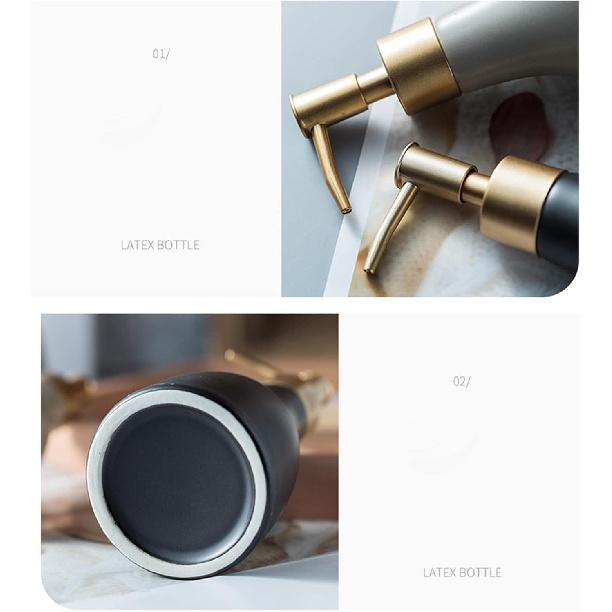 Soap Dispenser Black/White/Grey/Khaki and Gold Kitchen Soap Dispenser Ceramic Lotion Soap Dish Bathroom Supplies Soap Dispenser Refillable Hand Soap