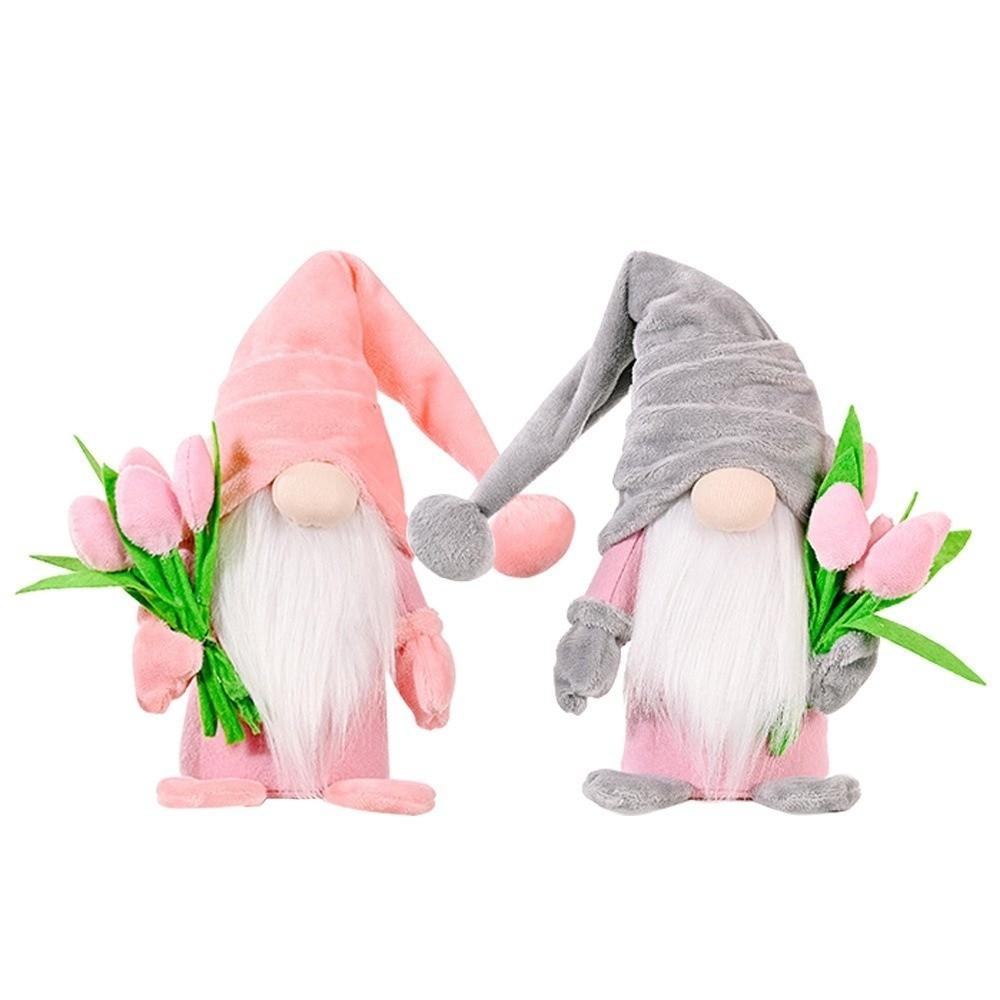 Pink Tulip Dwarf Bouquet Doll Home Decor Gnome Stuffed Dolls Holding Tulip Gnomes Mother's Day