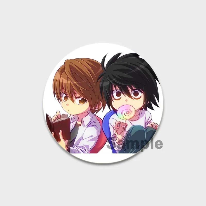 32/44/58MM Japanese Anime Death Note Enamel Pins, Round Brooch, L Killer, Yagami Light, Cosplay Badge, Backpacks Jewelry, Xmas Gifts