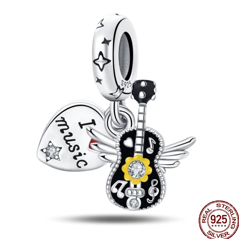 Music Series Copper Headphones Music Note Pendant Beads Suitable For 3Mm Original Bracelet Diy