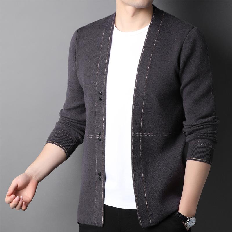 Autumn Cardigan Men's Sweater Loose Korean Version of The Trend Casual Sweater Men's Spring and Autumn Thin Coat