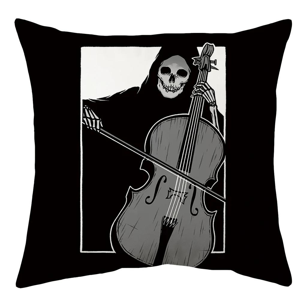 Black Party Halloween Ghost Skull Pumpkin Decorative Cushion Cover Polyester Throw Pillow Cover Pillow Case 45X45Cm