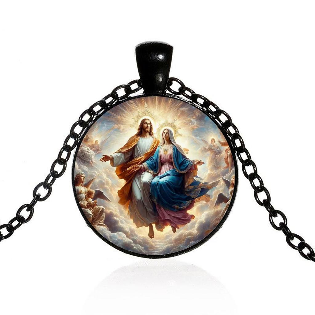 Et Jesus og Jomfru Maria-anheng for kjærlighet og frelse, en ærbødighet for religiøse smykker, glassanheng egnet for daglig bruk for menn og kvinner