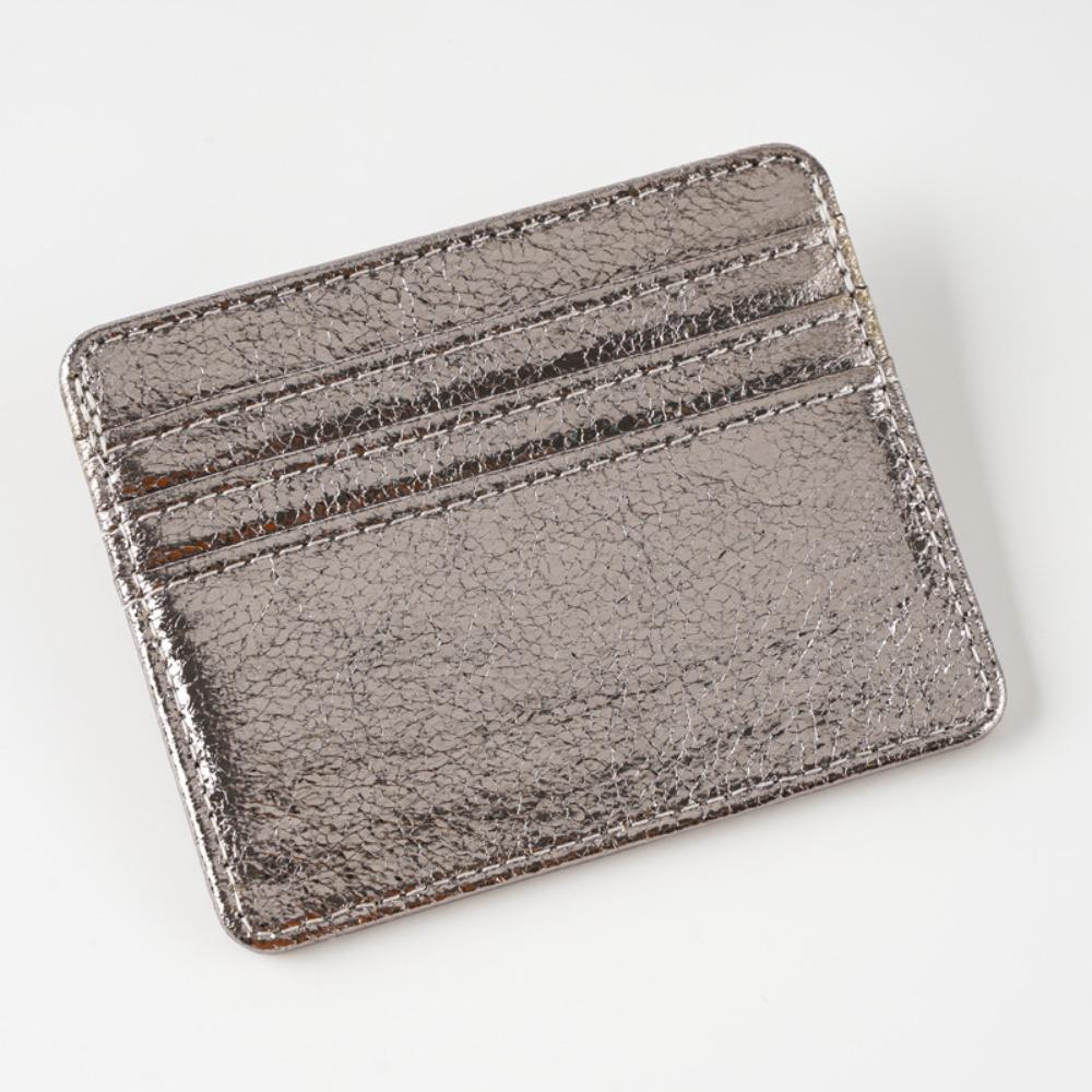 

Universal Multi-card Slot Card Case PU Leather Ultra Thin Card Holder Simple Leather Purses Men Women серебряный