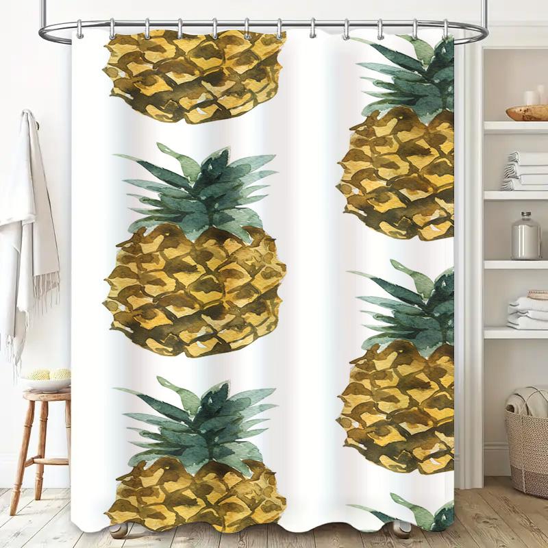 Pineapple Print Shower Curtain Waterproof Bathroom Decor