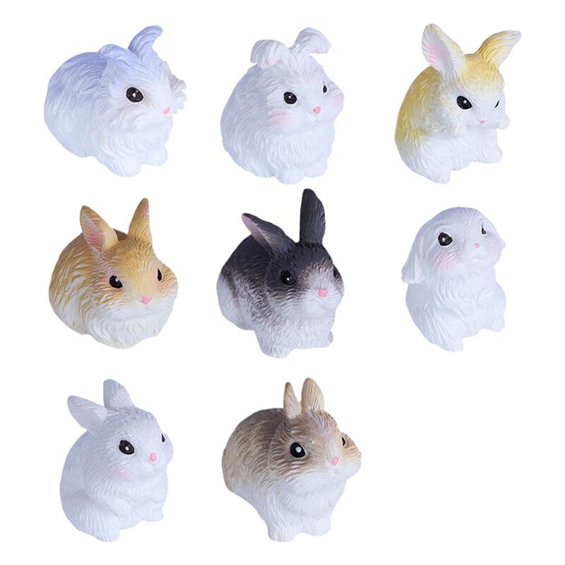 Hot 1PC Mini Simulation Rabbit Figurine Bunny Car Desktop Ornament Micro Landscape Decoration Dollhouse Miniature Toy