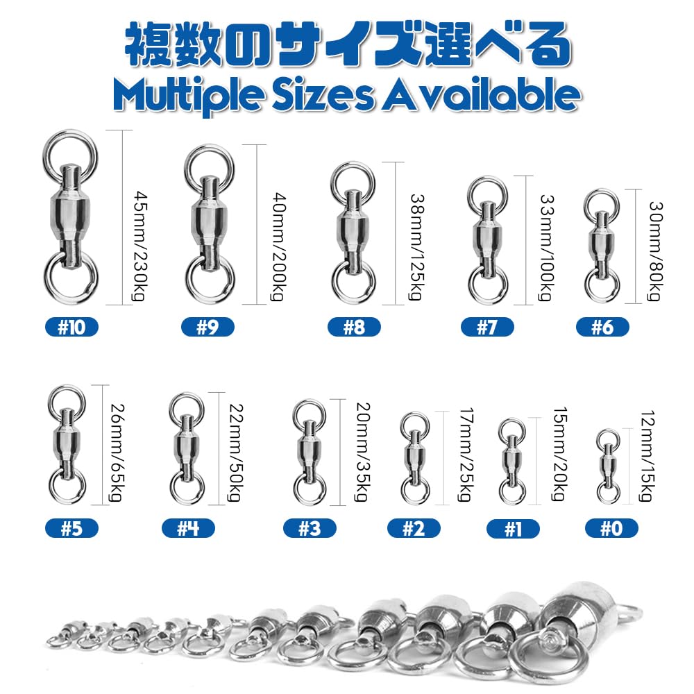 AMYSPORTS Ball Bearing 25 for Power Swivels Swivels, Pieces, 36kg, Fishing,