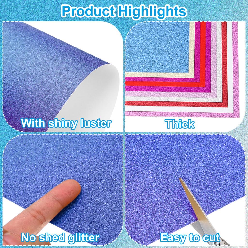 PATIKIL 40 Sheets Dark Blue Glitter Cardstock Paper 12 x 12 Inch 250gsm Square Premium Sparkly Paper Craft Cardstock Paper Scrapbook Card Making DIY