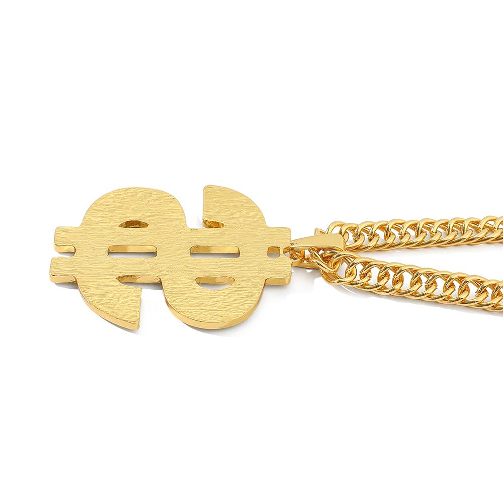 Full of Rheinstone Hip Hop Golden Dollar Sign Pendant Necklace Men Women Punk Fashion Rock Rap Jewelry Gift