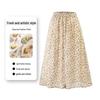 Women's Floral Silk A-Line Mid-Length Skirt