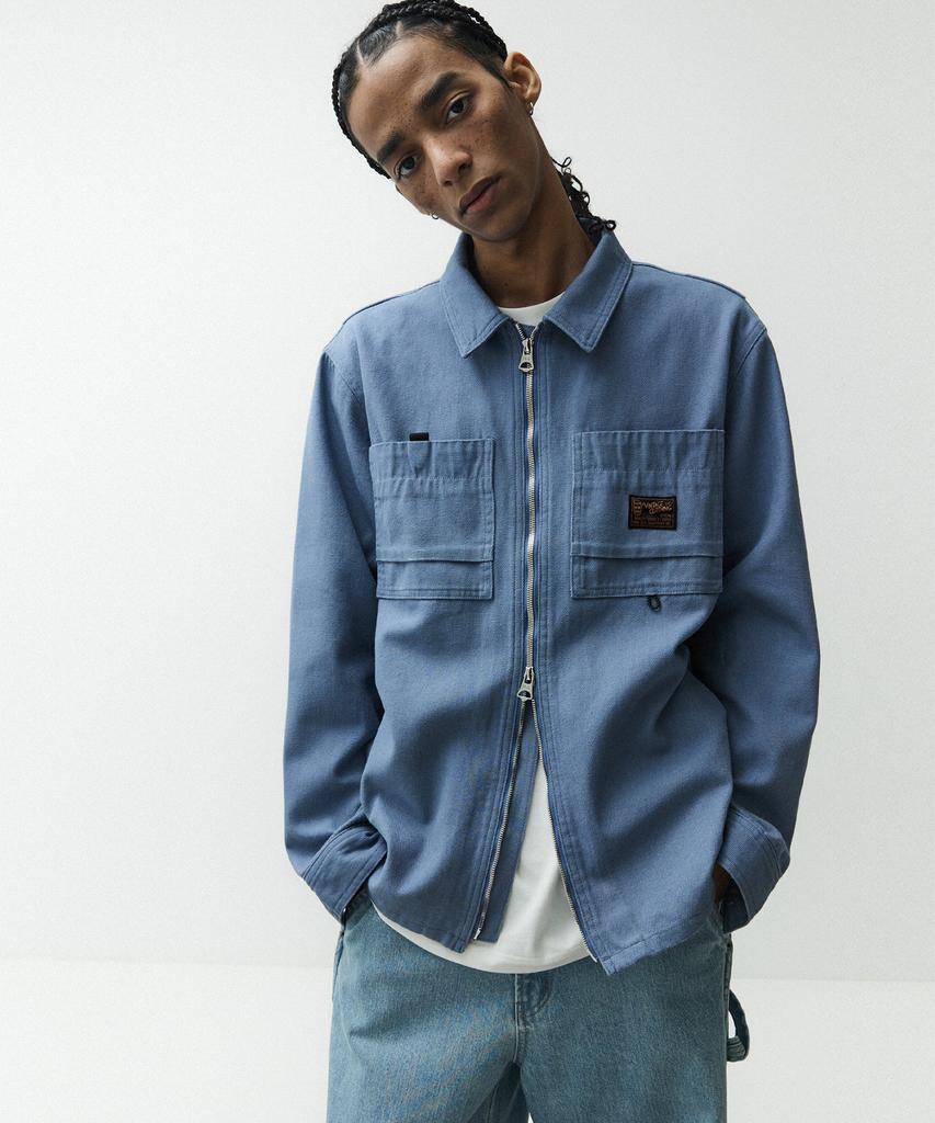 Magoodgan Hunter 5504 Canvas Oversized Grayish Blue Zip-Up Jacket