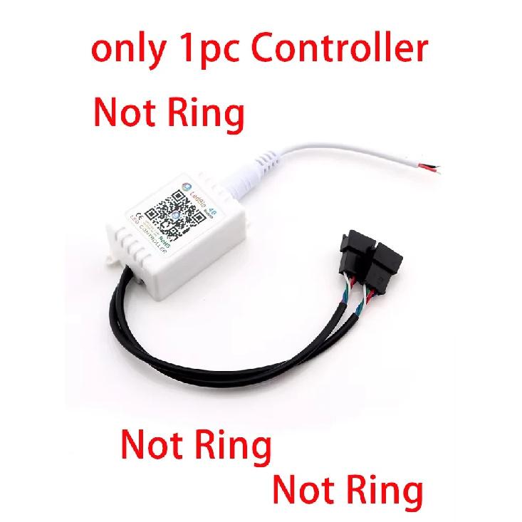 2PCS Car Halo Rings RGB APP Bluetooth Angel Eyes Wierless for Car Motorcycle Headlight RGB Bluetooth APP Control Angel Eyes only 1pc Controller