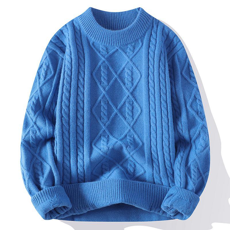 Men s Casual Round Neck Cable Knit Sweater - Plus Size Fashion Knitwear XL