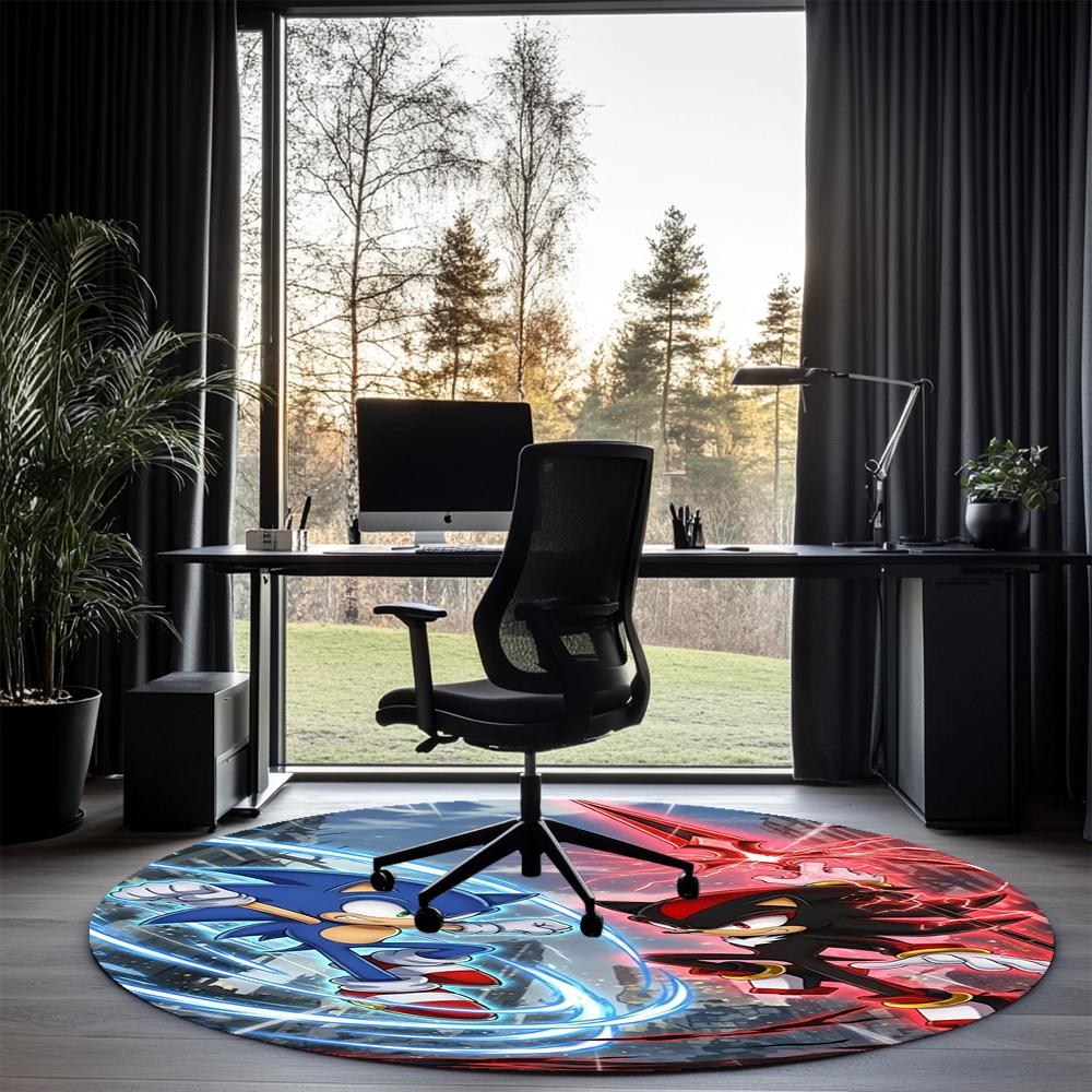 Runder Sonic-Teppich Teppich Stuhlteppich Bereichsteppich Eingang Fußmatten, für Bürostuhl Wohnzimmer Schlafzimmer Küche.