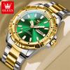 OLEVS 5560 Top Brand Quartz Wristwatch for Men Dual Calendar Waterproof Stainless Steel Luminous Luxury Men's Business Watch