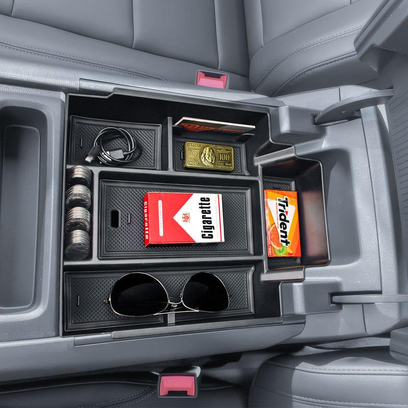 Center Console Organizer Storage Box Tray For 2024-2025 Chevy Silverado EV Work Truck (WT) Car Armrest Box Storage Accessories