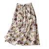 Spring and Summer New Cotton and Linen Printed Dress Women's Thin Literary and Retro Waist Thin Floral Skirt