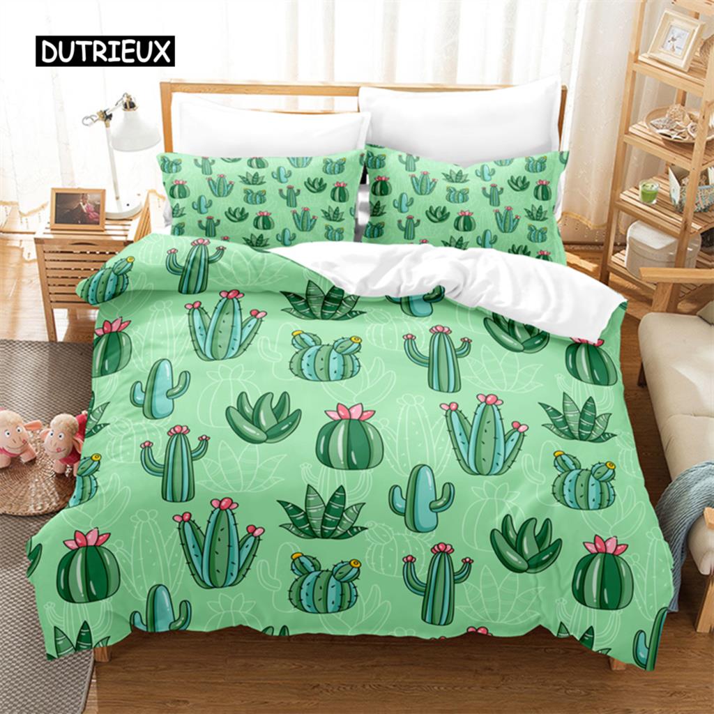 Tropischer Kaktus Bettwäsche Set Bettbezug Set 3D Bettwäsche Digitaldruck Bettwäsche Queen Size Bettwäsche Set Modisches Design