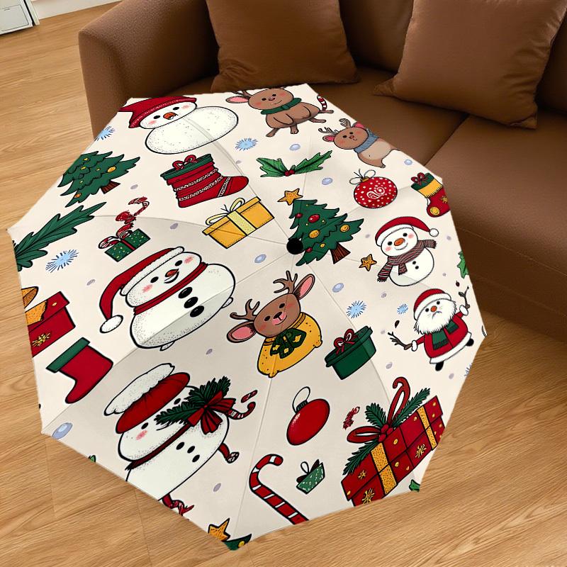 1PC Christmas, ornaments Automatic Open/Close Umbrella with Windproof, 8-Rib Sturdy Canopy, Durable Ribs, Fashionable Design, Outdoor Accessory, Fun P
