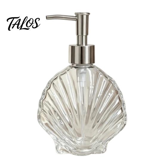 Pump Lotion Bottle 400ML Beach Seashell Refillable Soap Dispenser, Liquid Hand Glass Durable Dispenser Container, for Bathroom Kitchen Countertop