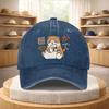 Japanese Cat Eating Ramen Baseball Cap Washed Denim Adjustable Retro Streetwear Hat