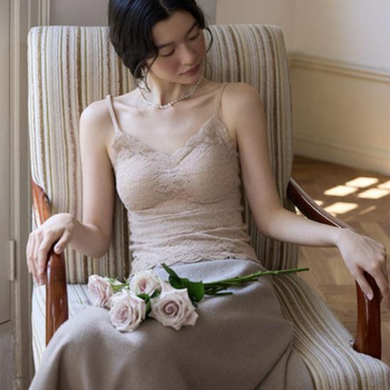 Sexy Slimming Lace Camisole with Built-in Bra Pads for Women