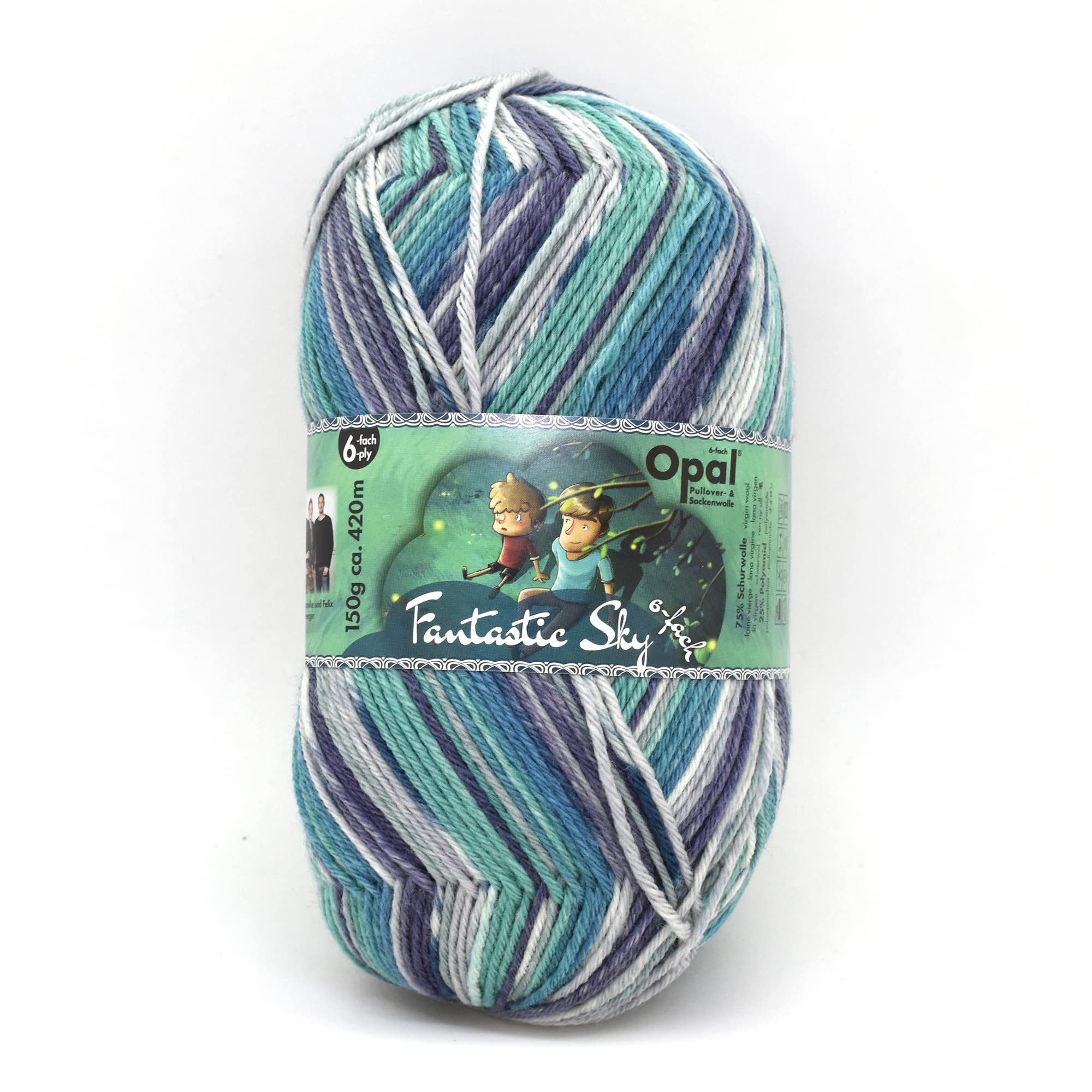 

Пряжа носочная Opal Sky 6-слойная цвет Фантастический 11221
