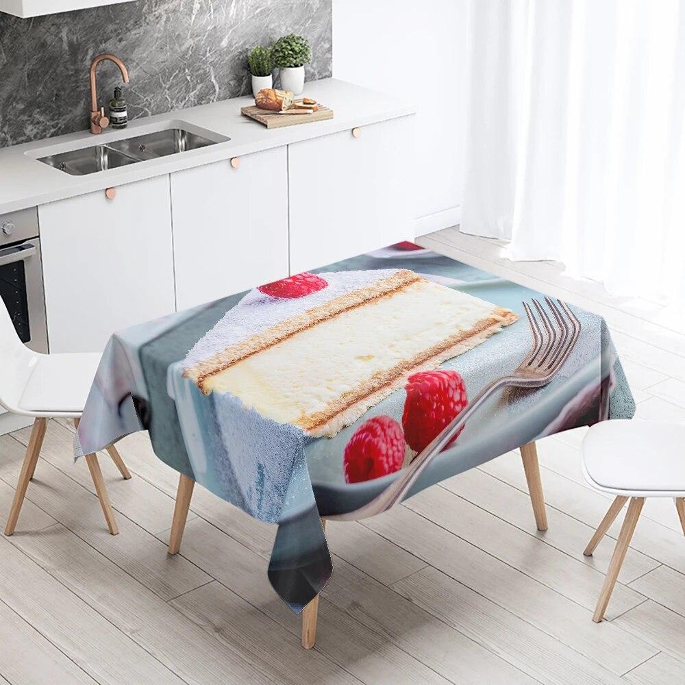 Delicious Cake Printed Tablecloth Restaurant Table Decoration and  Stain Resistant Rectangular  Home Decor
