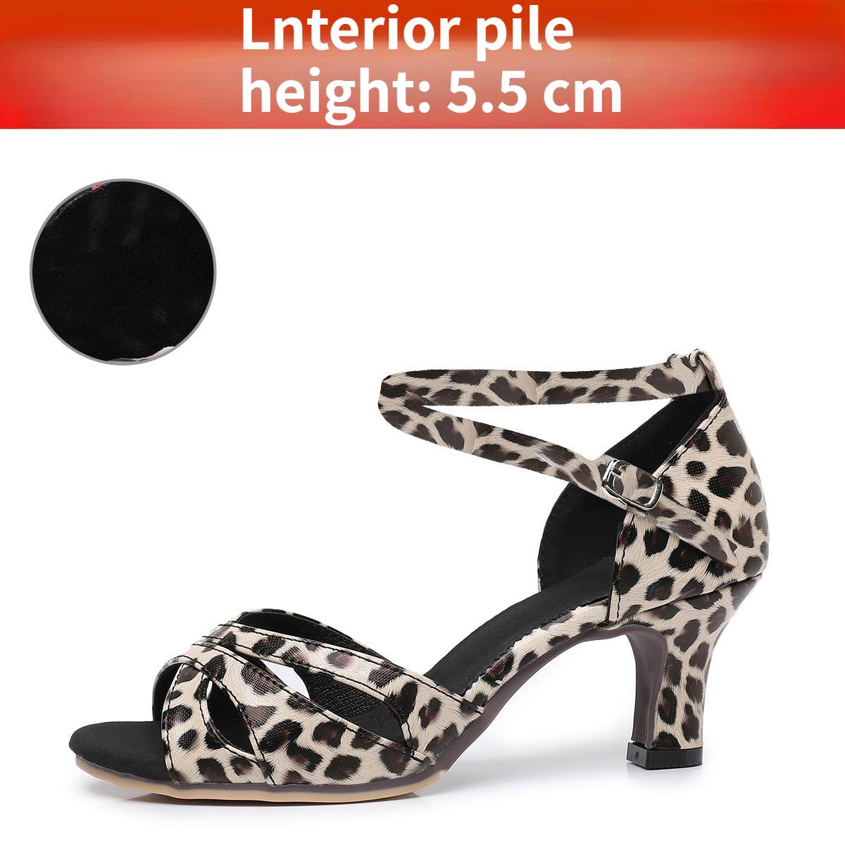 Women s Imitation Sheepskin Ballroom Dance Shoes - Mid-Heel Soft-Sole Dance Sandals 34 цветной печати леопарда