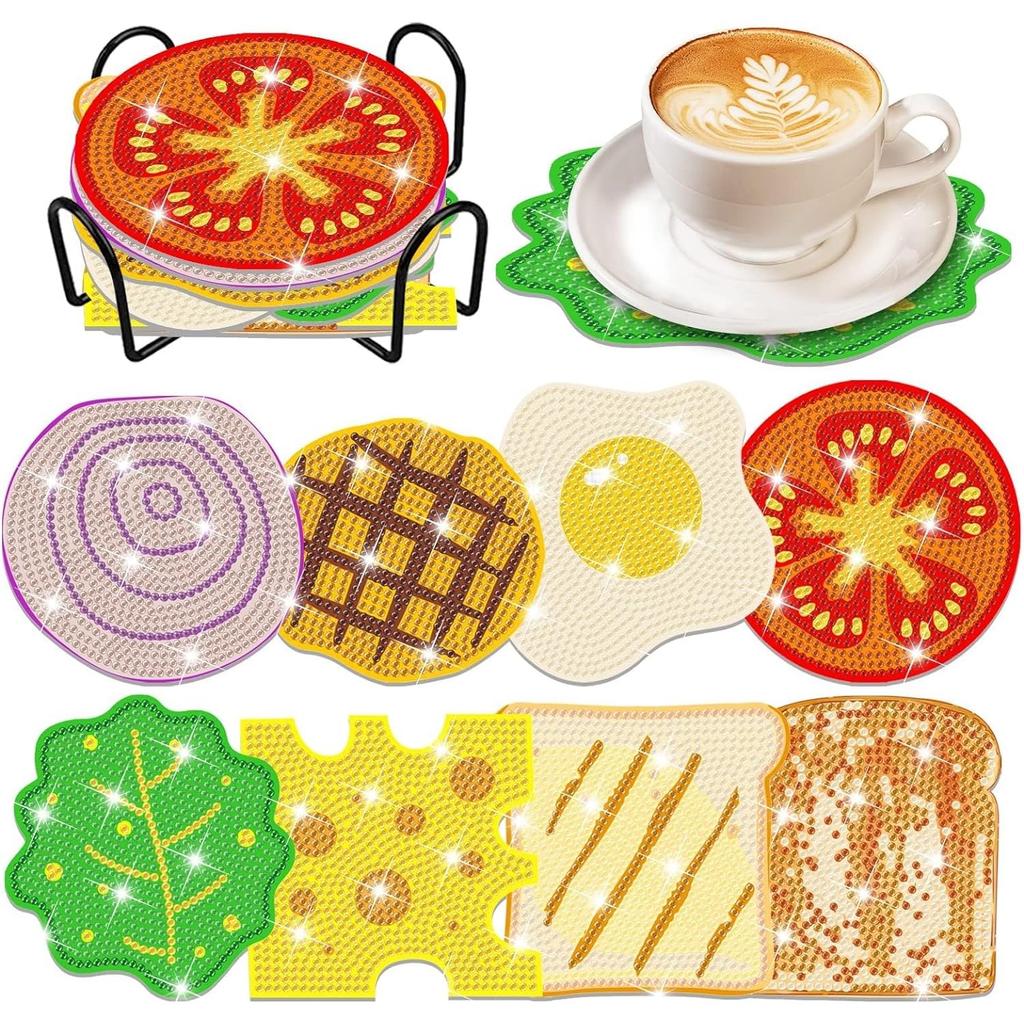1 Set Diamond Painting Coasters | Diamond Art Coasters | Mandala Landscape Slipper Sandwich Dog Butterfly Cat Ocean Animal Set