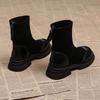 French thick-heeled short boots women's 2025 new autumn and winter high-end thin naked boots small thick-soled fried street Martin boots