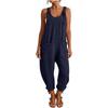 Women's Spring Jumpsuits Adjustable Strap Vintage Color Sleeveless Pants With Pockets