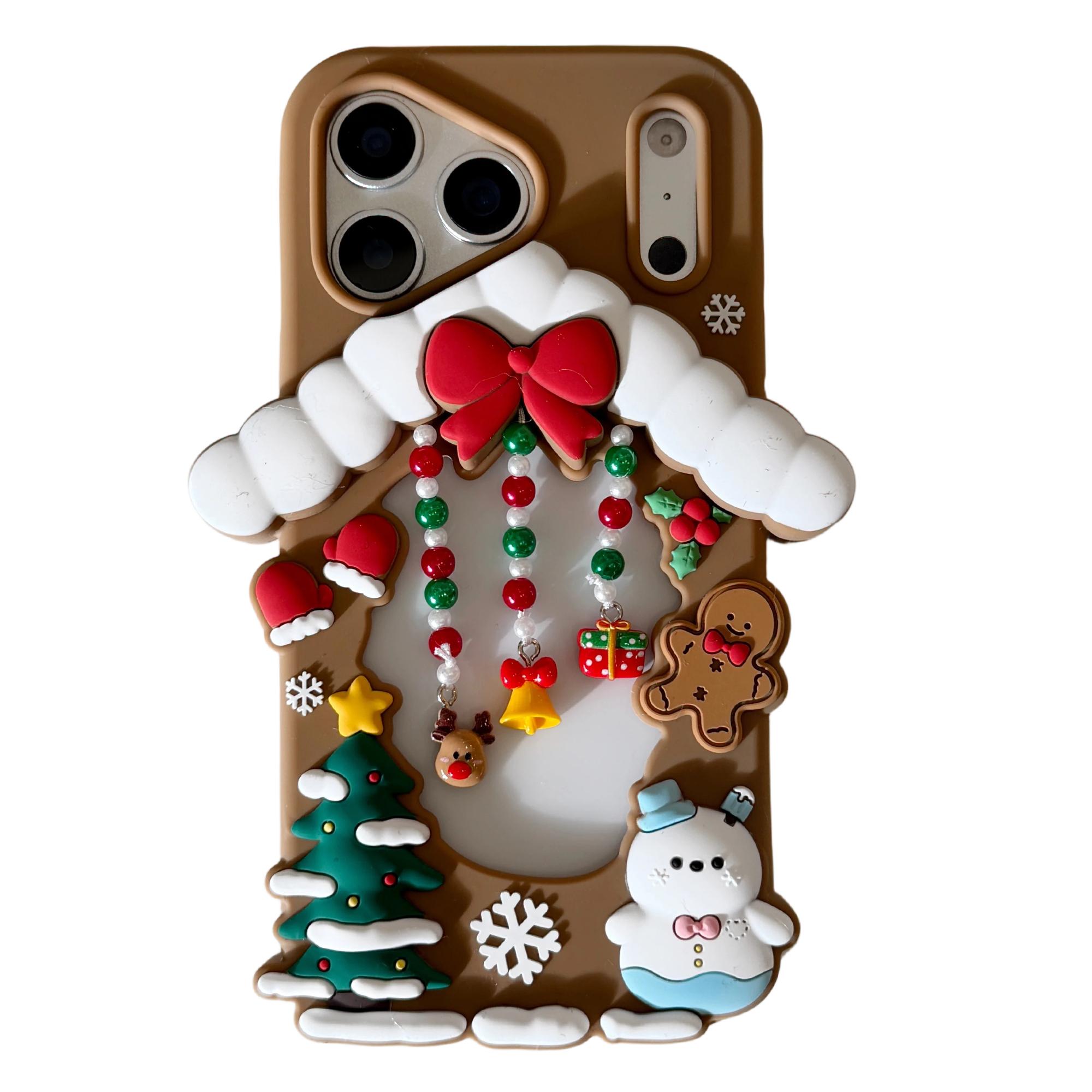 

For iPhone 17 Pro Silicone Case Christmas House Design Shockproof Anti Slip Phone Cover