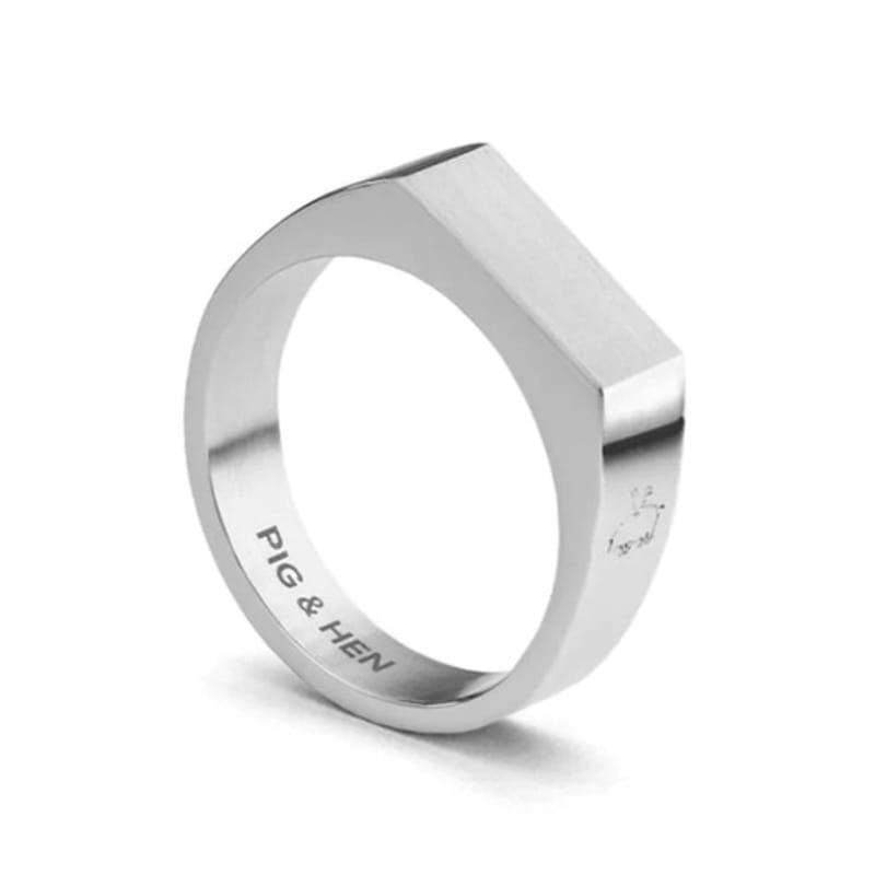 PIG & HEN Signet 6 Slim Ring - Silver