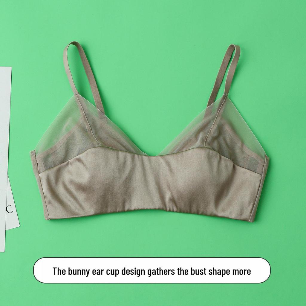 Silk Satin Seamless Wireless Mulberry Bra – Breathable & Invisible for Summer