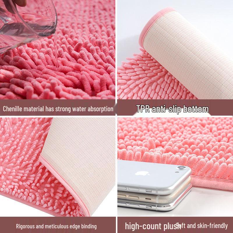 Chenille Anti-slip Bathroom Door Mat - Entry Floor Mat Carpet