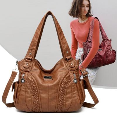 Büyük Kapasiteli Tote Çanta Retro Tasarımcı Çantalar Yumuşak Pu Deri Çok Cepli Rahat Erkek Omuz Çapraz Çanta