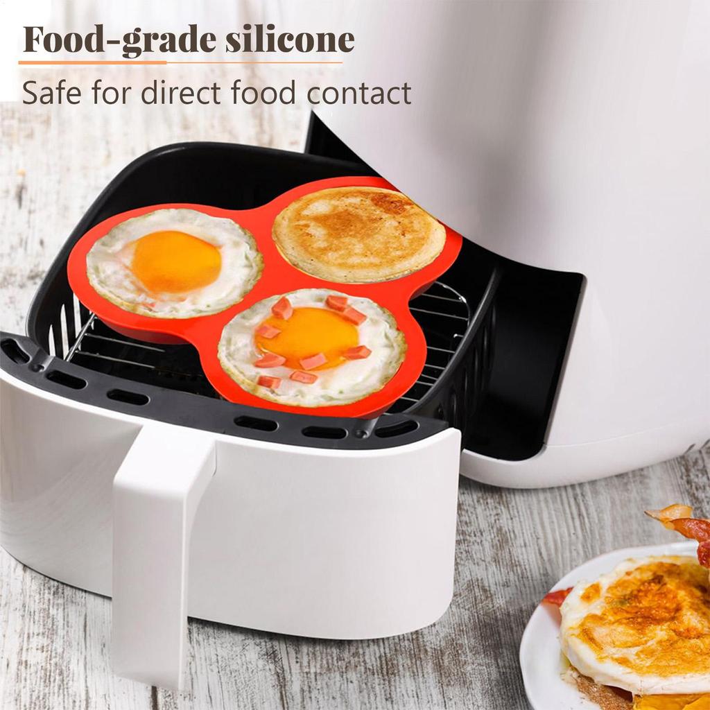 Silicone Egg Mold Air Fryer Egg Pan Reusable 3-Cavity Muffin Cake Baking Mould for Cakes Puddings Kitchen Cooking Accessories