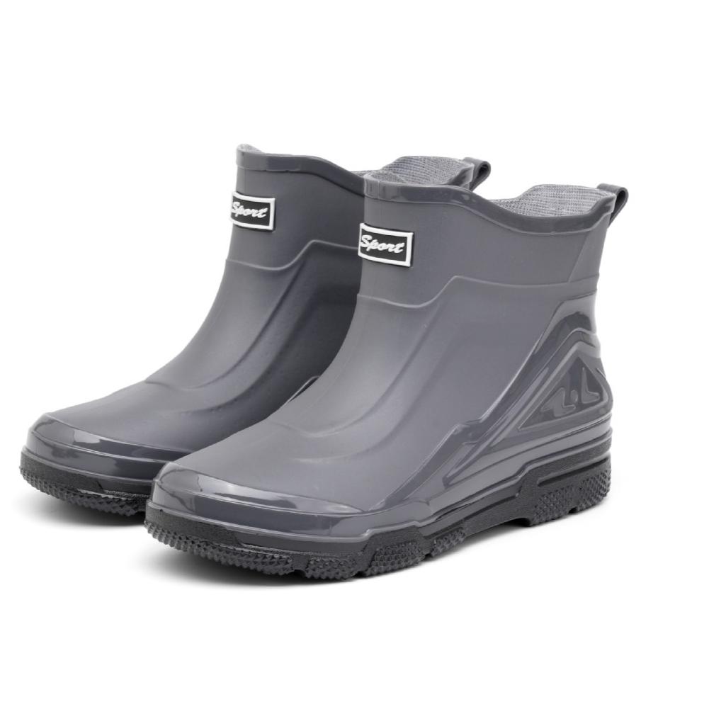 

Мужские резиновые сапоги средней высоты, резиновые сапоги с низким голенищем, водонепроницаемая модная нескользящая обувь, короткие сапоги из ПВХ на толстой подошве, износостойкая уличная рабочая обувь 42 серый