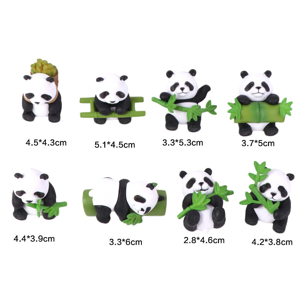 8pcs Cartoon Panda Ornament Lifelike Animal Statues Garden Decor Panda Statue  Office