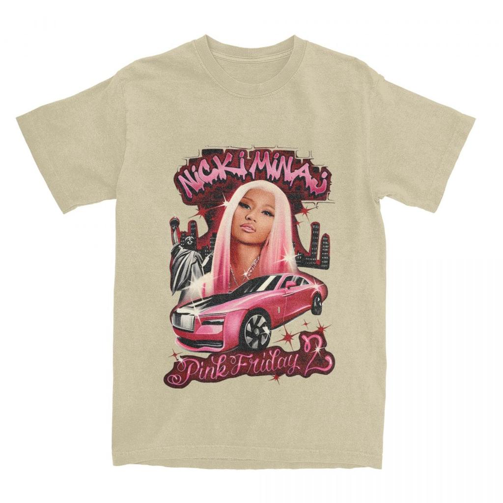 Novelty Nicki Minaj Pink Friday 2 Tour T-Shirts for Men Crew Neck Pure Cotton T Shirt Short Sleeve Tee Shirt Printed Clothes