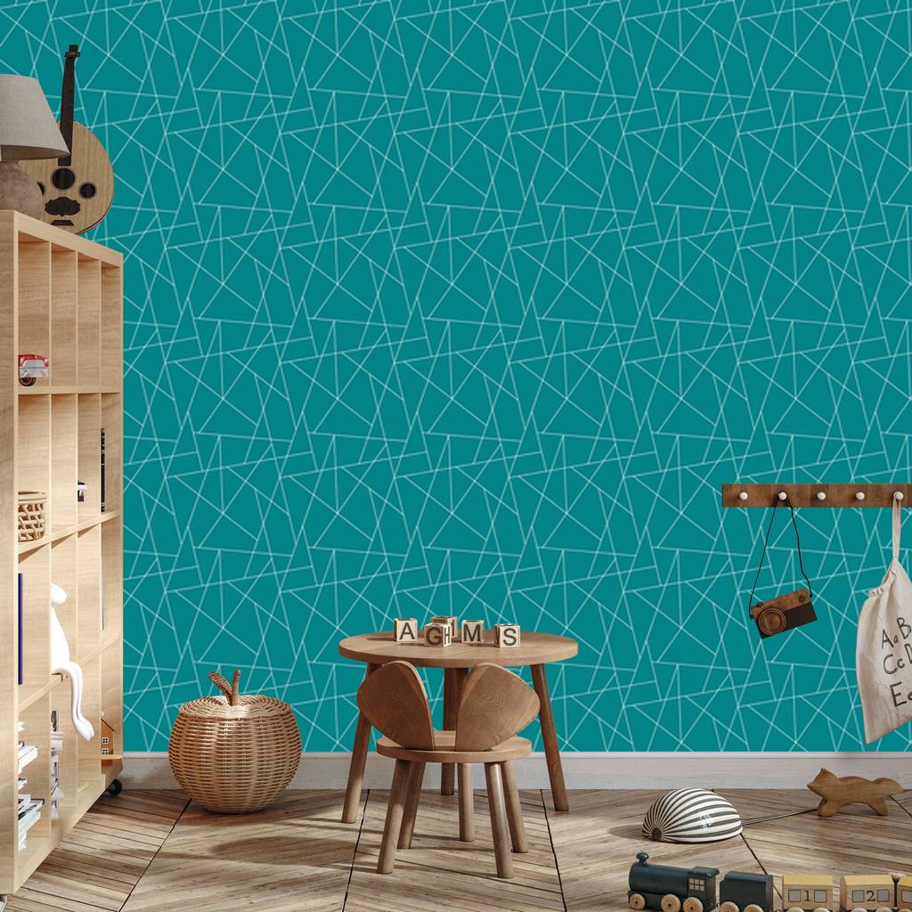 Wallpaper Geometric pattern turquoise, fine detail 50x1000